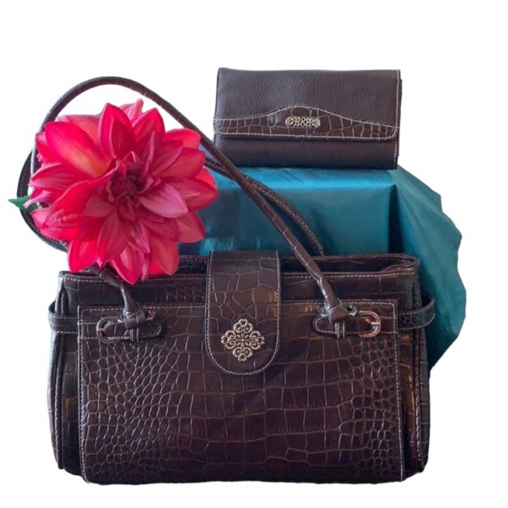 Brown purse and wallet set